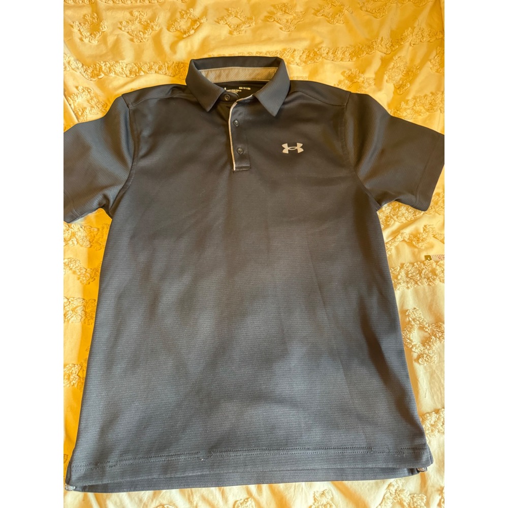Under Armour Mens HeatGear Loose Fit Polo Shirt Gray Short Sleeve SM